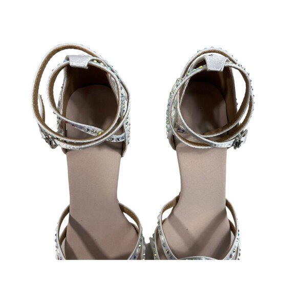 Customized Women’s Silver Ballroom Dance Heels Rhinestones Sz 8 (EU 38) NWOB - Picture 8 of 9